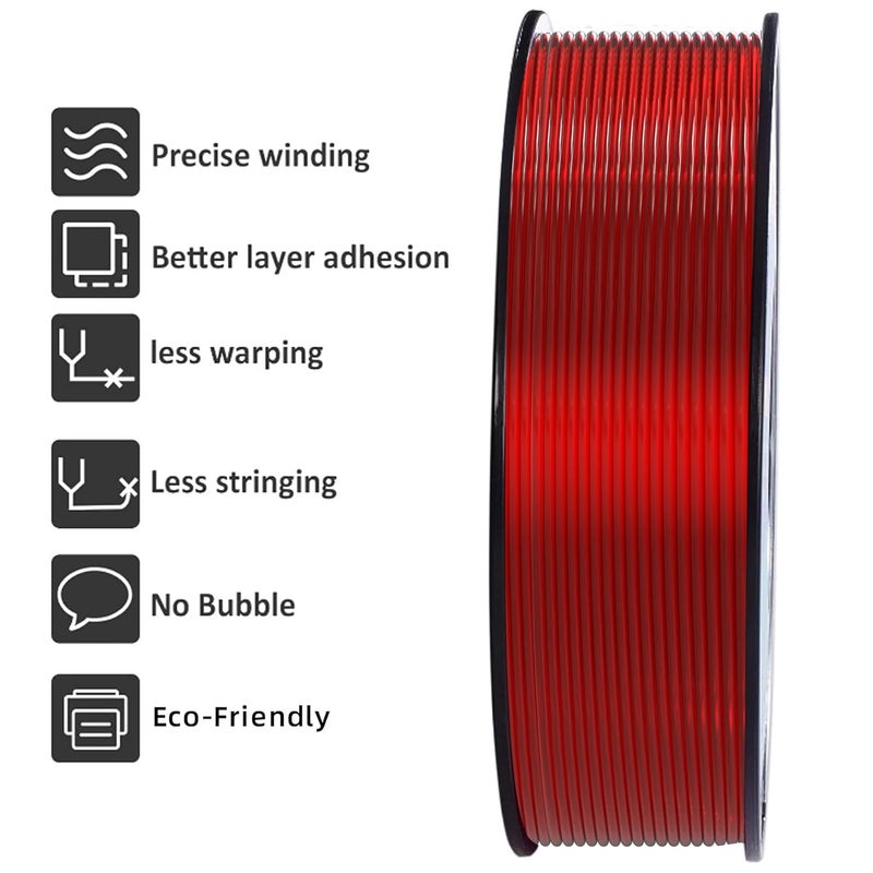 Geeetech TPU Filament 1.75mm, 1KG (2.2lbs) Spool – 95A Flexible 3D Printer Filament with High Elasticity, Dimensional Accuracy ±0.03mm, Fits Most FDM Printers, Clear Red - Image 5